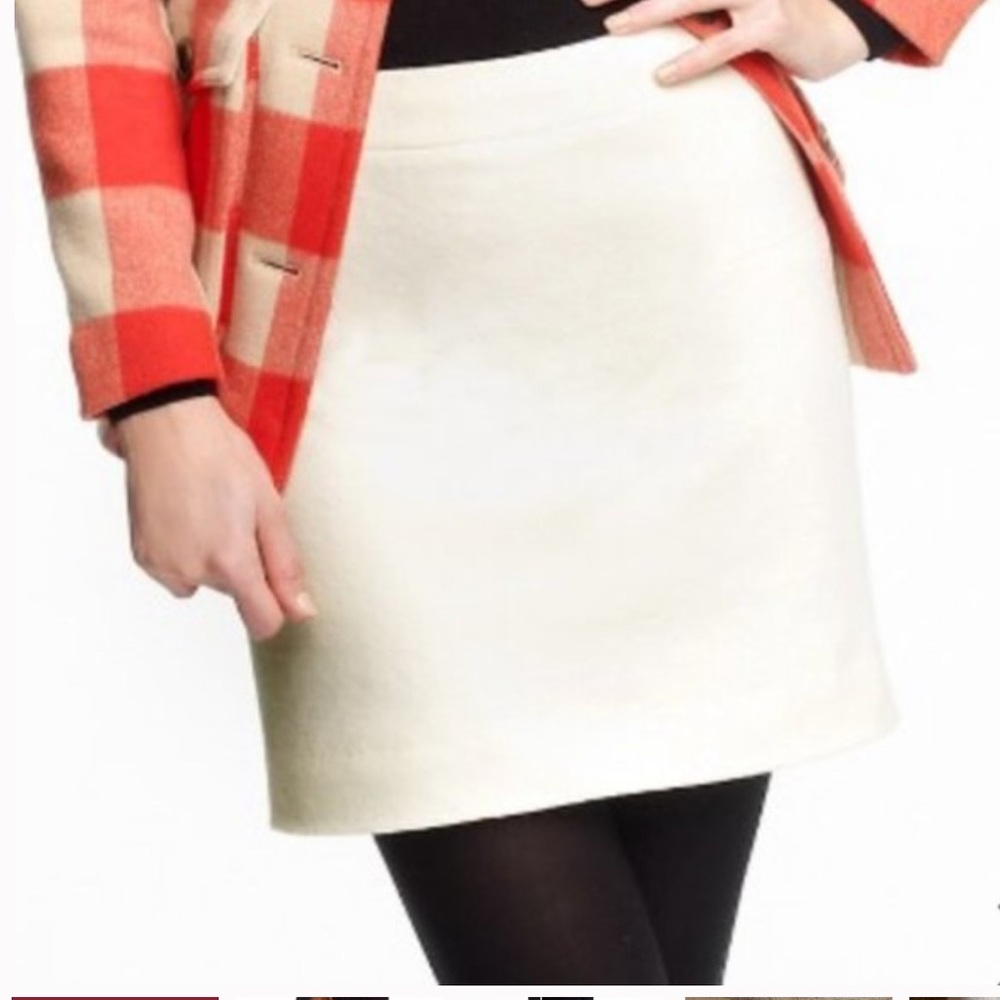J Crew Ivory Off-white Wool Blend Skirt w/ POCKETS 2